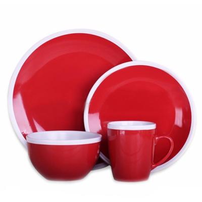 China Cheap Porcelain Dinner Set Red Color 16pcs Viable Porcelain Tableware And European Ceramic Tableware for sale