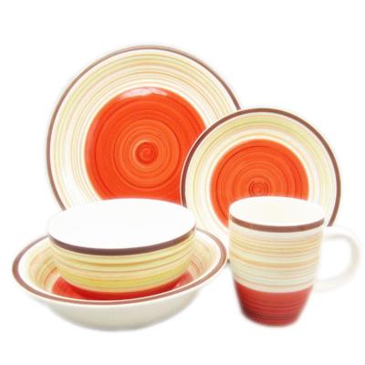 China Viable Hand Painted Porcelain Dinner Sets , Orange Stoneware Dinnerware Sets for sale