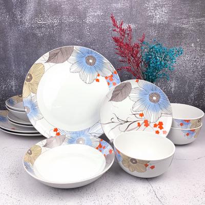 China Viable Hot Selling Porcelain Dinnerware Decal Dinner Sets With Your Own LOGO for sale