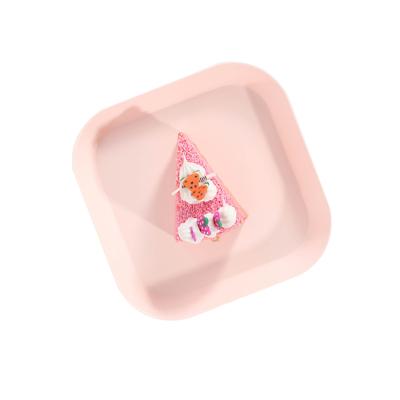 China Sustainable Top Grade Safe Square Shaped Pink Melamine Plates / Colorful Snack Plate Nordic Solid Dessert Dish for sale