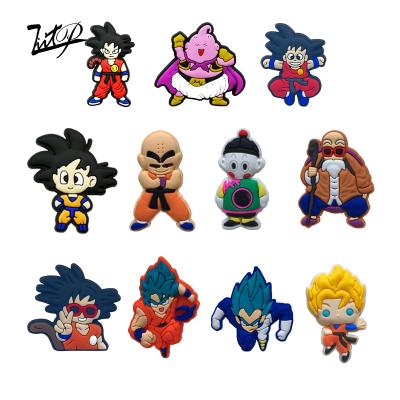 China Clog Charm 2022 Hot Selling Creative Anime Dragon Ball Character Modeling Wholesale Designer Charm Shoes Accessories PVC Fang Charm for sale