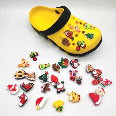 China Hot Sale Designer Charms Cartoon PVC Waterproof Christmas Croc Charms Designer Custom Made for Croc Sandals Charms and Bracelet for sale