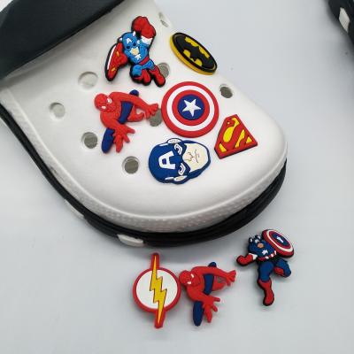 China Waterproof Goods In Stock Factory Direct Sale New Style Avengers Croc Shoe Charms Clogs PVC Hero Submarine Shoes Accessories for sale