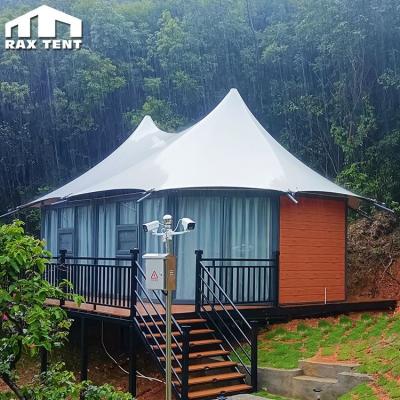 China UV Resistance Luxury Glamping Tent Large Peak Top Hotel With Spacious Space For Family Resort for sale