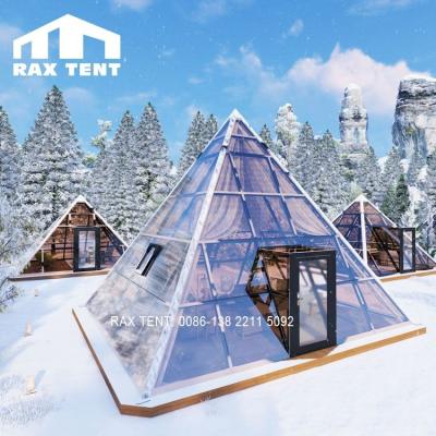 China Luxury Glamping RAX Hotel Tent 100% Waterproof TENT 6m New Design Soundproof With Pyramid Shape Glass Room On Sale Outdoor 100% Waterproof Soundproof for sale