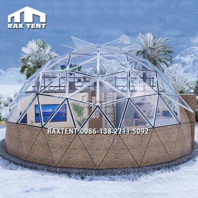 China Sun and Rain Proof Hot Sale 8M Customized Outdoor Luxury Glass Dome House For Family Resort Glamping for sale