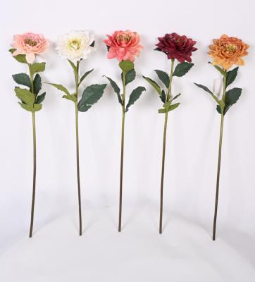 China Eco-friendly Factory Sale Artificial Flowers Plastic Single Dahlia Flower for sale