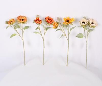 China Plant Sale 3 Head Plants Artificial Flowers Single Plastic Sunflower Eco - Friendly for sale