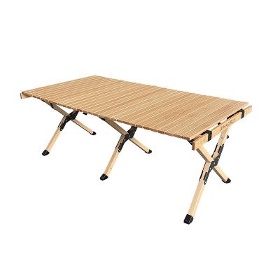 China Simple Folding Table Camping Wooden Table Folding Egg Roll Outdoor Portable Foldable Wooden Camping Table For Outdoor Picnic for sale