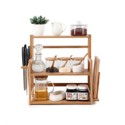 China 2-Tier Bamboo Spice Rack Stocked Kitchen Table Top Rack Eco-Friendly Storage for sale