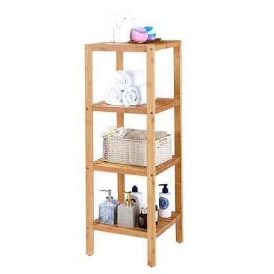 China Hot-selling Durable Structural Stable Bamboo Bathroom With Free Standing 4 Tier Storage Floor Cabinet for sale