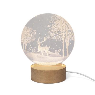 China Acrylic Room Night Light Christmas Reindeer 3d Panel / Christmas Light Led Night Light for sale