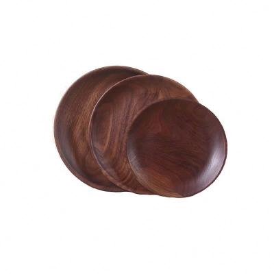 China Hotsales viable 3 kinds of natural wooden round nut souvenir dish wholesale size steak wooden dinner plate for sale