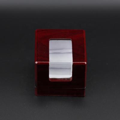 China Handmade Custom Championship 1 Hole Wooden Linghu Basketball Football Baseball Hockey Display Gift Box Red Wooden Acrylic Window Ring Box for sale