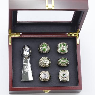 China Linghu Youth Men's Sports Champion Ring NFL Super Bowl Football Championship Trophy 6pcs CLASSIC Custom Green Bay Packers Ring Set for sale