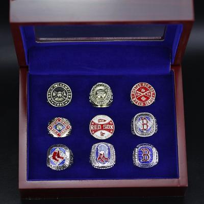 China Linghu CLASSIC Custom Youth Men Name Sports Baseball Rings Show Boston Red Sox Ring Set MLB Gift Box 9pcs Championship Rings for sale