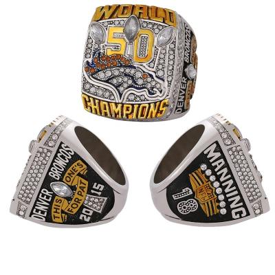 China Linghu 50th CLASSIC Custom Super Bowl Football Rings Show Gift Box NFL 2015-2016 Denver Broncos Championship Ring for sale