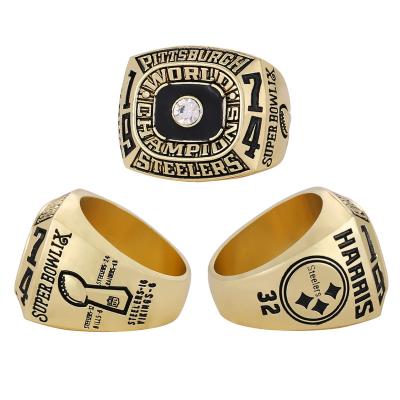 China CLASSIC Custom Linghu 9th Super Bowl Football Rings Show Gift Box NFL Pittsburgh Steelers 1974-1975 Championship Ring for sale