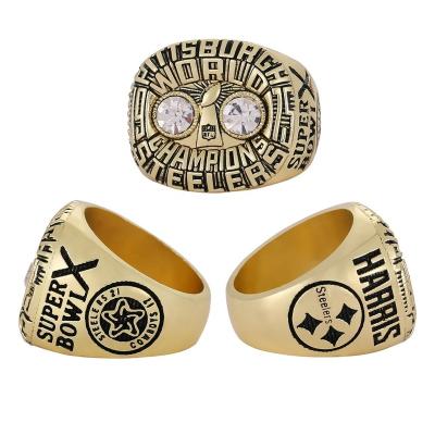 China CLASSIC Custom Linghu 10th Super Bowl Football Rings Show Gift Box NFL Pittsburgh Steelers 1975-1976 Championship Ring for sale