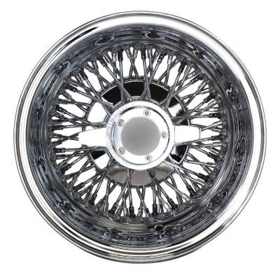 China Steel 13 14 15 16 17 18 19 20 22 Inch 54 60 72 100 Spoke Knockoffs Customized Silver Morris Minor Traveler Chrome 13x7 Thread Wheels for sale