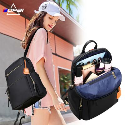 China BOPAI Waterproof 14 Inch Travel Fashion Leisure Lightweight Ladies Bag Pack Business Women Casual Leather Laptop Backpack for sale