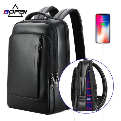 China With USB Bopai Anti Theft Real Leather Bag Pack 15.6 Genuine Leather Mens Business Travel Backpack Custom Luxury Cowhide With Usb Filling for sale