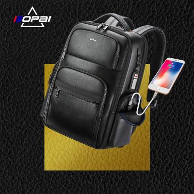 China With BOPAI USB Business Large Capacity Laptop 15.6 USB Charging Anti Theft Bag Custom Luxury Men's Travel Genuine Leather Backpack for sale