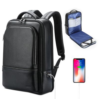 China With BOPAI Wholesale USB Charging Bag Men Business Custom Luxury Genuine Leather Backpack Anti Theft Laptop Backpack 15.6 Inch Real for sale