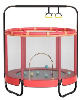 China With Round Mini Trampolines Kids With Enclosures Fitness Small Protective Net Indoor Children Jumping Mat For Jumping With Handle for sale