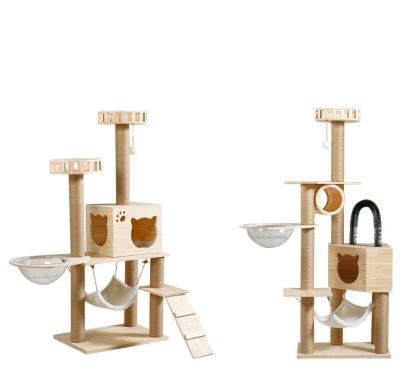 China Cat Wholesale High Quality Durable Cat Climbing Frame Cat Treehouse Solid Wood Scratching Mail Pet Toys for sale