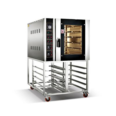 China Caterwin Commercial Steam Bakery Equipment 5 Trays Bread Toast Cake Synchronized Hot Air Circulation Convection Oven with Cart for sale