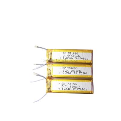 China Toys Customized BZ 551656 500mAh 3.7V For Medical Product Li-polymer Battery for sale