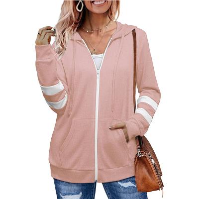 China 2021 Autumn/Winter New Contrast Cardigan Breathable Long Sleeve Hoodie Zipper Sweater for sale