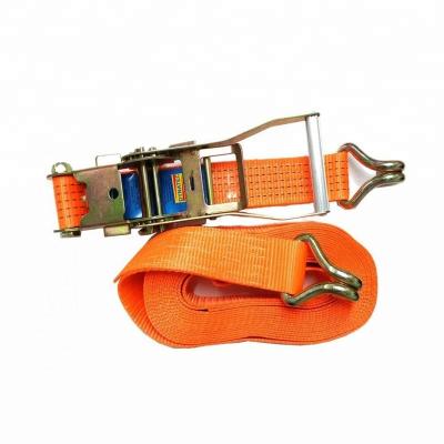 China 5 Ton 50mm x 10m Polyester Polyester Tie Down Car Truck Cargo Lashing Strap With Double J-Hooks for sale