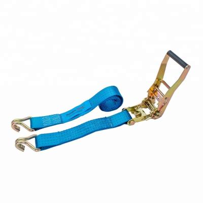 China Polyester Wholesale 50mm Width 5T Ratchet Tie Down With Double J Hook 10m Long Strap for sale