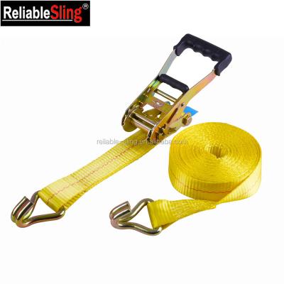 China Grab And Tie Down Loads Heavy Duty J-Hook Ratchet Lashing Belts For Cargo Control for sale