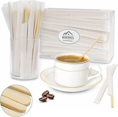 China 200 Pieces Sustainable In A Box Disposable Bamboo Coffee Stirrers For Coffee Tea Drink for sale