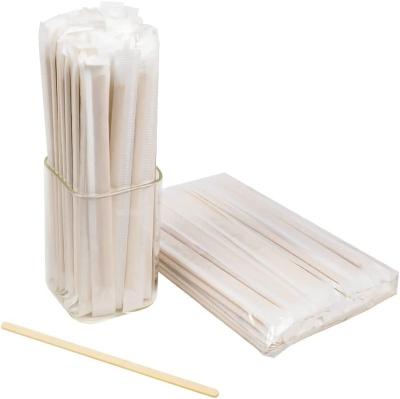 China 5.5 Inch 100pcs Long Sustainable Eco Friendly Wooden Stir Sticks For Drinking Cocktail Hot Chocolate Mixing Tea for sale