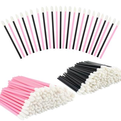 China 100pcs Soft Disposable Pink Hair Lipstick Magic Wands Lip Gloss Applicator Makeup Beauty Brushes for sale