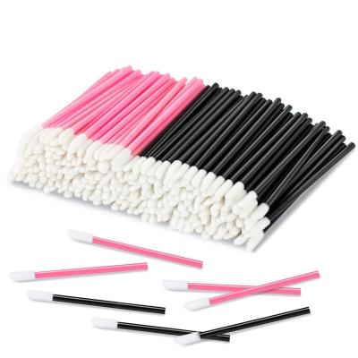 China Factory Price Disposable Cosmetic Disposable Rose and Black Makeup Lip Brush 100pcs for sale