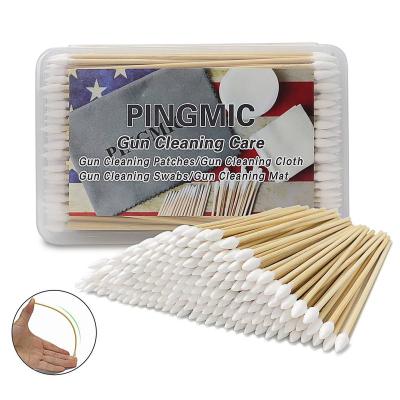 China Eco-friendly 100% 500 Pcs Disposable Head Long Cotton Swabs With Bamboo Stick for sale