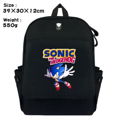 China Hot Anti-theft Game Sonic The Hedgehog Backpack School Bag Anime Zipper Canvas Cartoon Design Backpack for sale