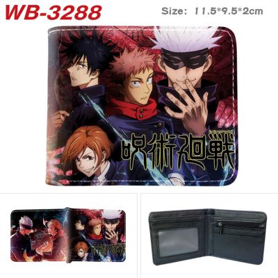 China Waterproof Shorts PU Leather Wallet For Anime Jujutsu Kaisen Fans Printed Card Bag Peripheral Current Tide Folding Wallet for sale