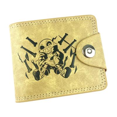 China PU Leather Waterproof Gaming Anime Undertale Peripheral Wallets Embossed Buckle With Button Wallet Card Bag for sale