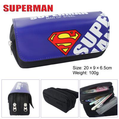 China Captain America /Bat Man Anime Movie Anti-theft Dual Zipper Pouch Large Capacity Canvas Peripheral Multifunctional Pencil Case for sale