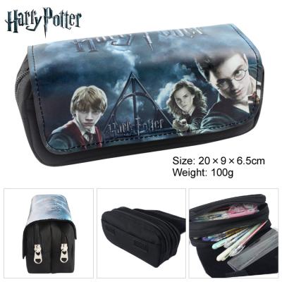 China Anime Cosmetic Bag Pen Bag Purse Box Big Capacity Double Zipper PU School Bag Anti-theft Pencil Bag for sale