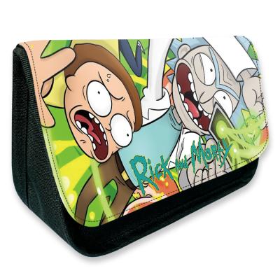 China Large Capacity Double Zipper Flip Pen Peripheral Bag Anti-theft Bag Anime Cartoon Canvas Unisex School Pencil Case for sale