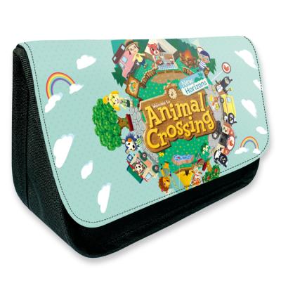 China Large Capacity Double Zipper Flip Pen Peripheral Bag Anti-theft Bag Anime Cartoon Canvas Unisex School Pencil Case for sale