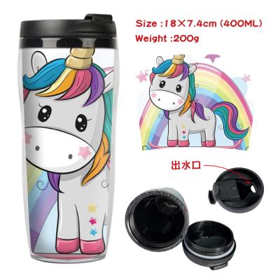 China Wholesale HMS Viable Anime Unicorn Double Wall Travel Peripheral Mug, Custom Unisex Creative Anime Coffee With Lid Water Cup Mug for sale