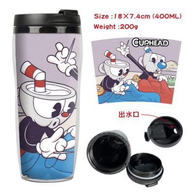 China Anime Cuphead Travel Viable Peripheral Portable Double Insulated Plastic Cup Customized Cups Device With Lid Insulated Cup for sale